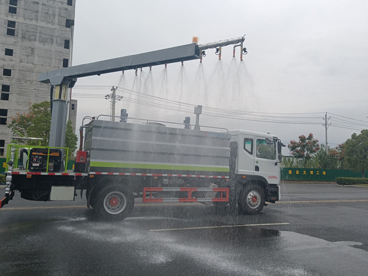 东风D9旋转伸缩臂铁路抑尘车-程力12方煤炭运输降尘_榆林12方抑尘洒水车_雾化感应喷淋车_煤炭降尘车